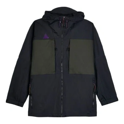 NIKE Men's Nike Windproof Colorblock Outdoor Jacket Black Purple 'Black Sequoia'
