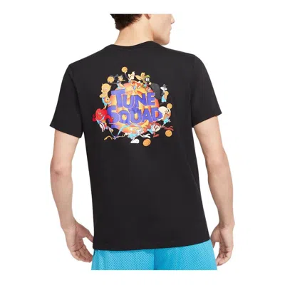 NIKE Men's Nike x Space Jam Crossover Back Cartoon Pattern Printing Round Neck Short Sleeve Black T-Shirt