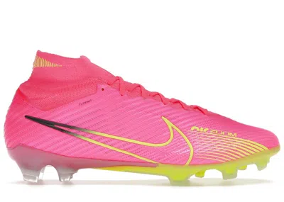 NIKE MEN'S NIKE ZOOM MERCURIAL SUPERFLY 9 ELITE FG LUMINOUS PACK SNEAKERS IN PINK BLAST/GRIDIRON/VOLT