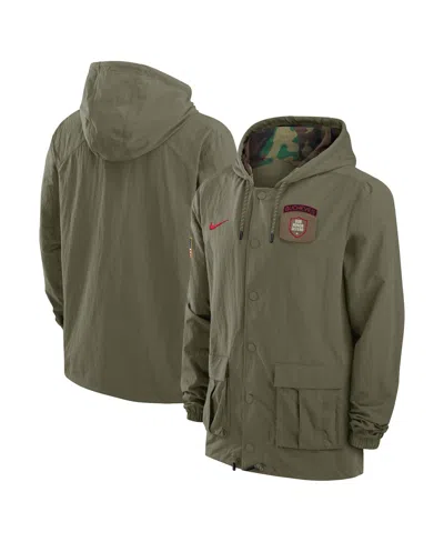 NIKE MEN'S OLIVE OHIO STATE BUCKEYES 2024 MILITARY APPRECIATION FULL-SNAP HOODIE MILITARY JACKET