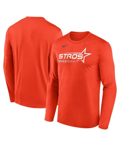 NIKE MEN'S ORANGE HOUSTON ASTROS 2025 CITY CONNECT LEGEND PERFORMANCE LONG SLEEVE T-SHIRT