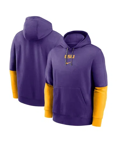 NIKE MEN'S PURPLE/GOLD LSU TIGERS 2024 SIDELINE CLUB PULLOVER HOODIE