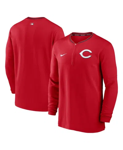 NIKE MEN'S RED CINCINNATI REDS AUTHENTIC COLLECTION PERFORMANCE HALF-ZIP TOP