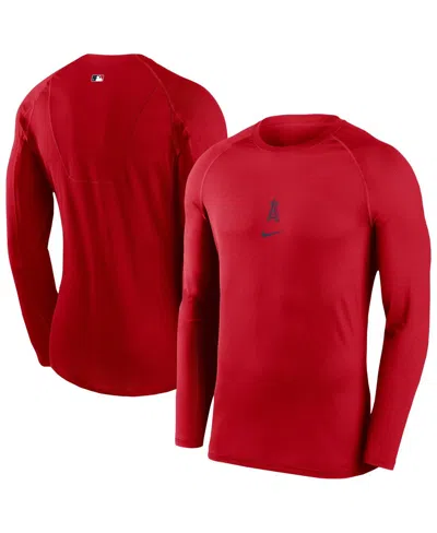 NIKE MEN'S RED LOS ANGELES ANGELS AUTHENTIC COLLECTION RAGLAN LONG SLEEVE T-SHIRT