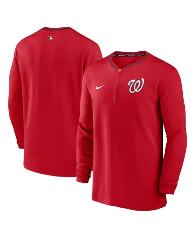 NIKE MEN'S RED WASHINGTON NATIONALS AUTHENTIC COLLECTION PERFORMANCE HALF-ZIP TOP