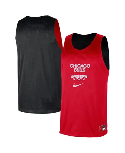 NIKE MEN'S RED/BLACK CHICAGO BULLSÂ COURTSIDE REVERSIBLE MESH PRACTICE JERSEY