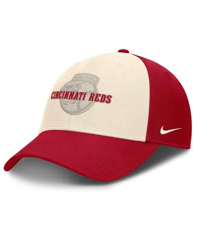NIKE MEN'S RED/NATURAL CINCINNATI REDS STATEMENT CLUB PERFORMANCE ADJUSTABLE HAT