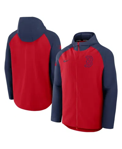 NIKE MEN'S RED/NAVY BOSTON RED SOX AUTHENTIC COLLECTION RAGLAN PERFORMANCE FULL-ZIP JACKET
