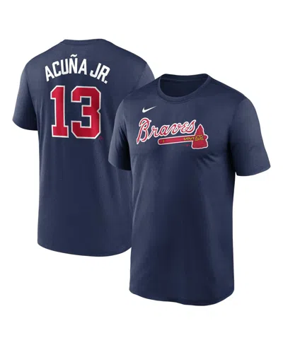 NIKE MEN'S RONALD ACUNA JR. NAVY ATLANTA BRAVES LEGEND NAME AND NUMBER HOME T-SHIRT