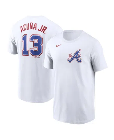 NIKE MEN'S RONALD ACUNA JR.Â WHITE ATLANTA BRAVES CITY CONNECT FUSE NAME NUMBER T-SHIRT