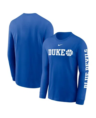 NIKE MEN'S ROYAL DUKE BLUE DEVILS BASKETBALL ICON TWO-HIT LONG SLEEVE T-SHIRT