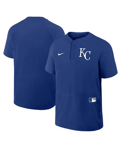 NIKE MEN'S ROYAL KANSAS CITY ROYALS AUTHENTIC COLLECTION RAGLAN SHORT SLEEVE WINDSHIRT