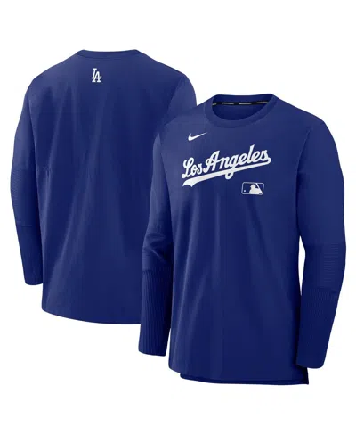 NIKE MEN'S ROYAL LOS ANGELES DODGERS AUTHENTIC COLLECTION LIGHTWEIGHT PLAYER TRI-BLEND PERFORMANCE PULLOV
