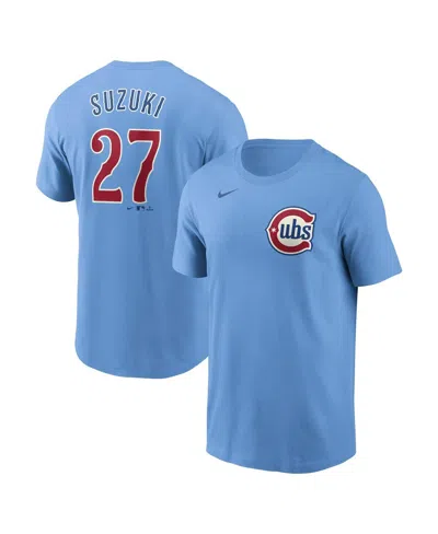 NIKE MEN'S SEIYA SUZUKI BABY BLUE CHICAGO CUBS FUSE NAME NUMBER T-SHIRT