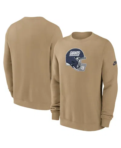 NIKE MEN'S TAN NEW YORK GIANTS SWING PASS REWIND CLUB PULLOVER SWEATSHIRT