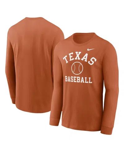 NIKE MEN'S TEXAS ORANGE TEXAS LONGHORNS ESSENTIAL BASEBALL ARCH LONG SLEEVE T-SHIRT