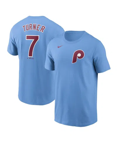 NIKE MEN'S TREA TURNER LIGHT BLUE PHILADELPHIA PHILLIES FUSE NAME NUMBER T-SHIRT