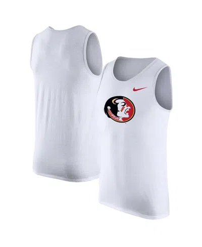 NIKE MEN'S WHITE FLORIDA STATE SEMINOLES VINTAGE-LIKE LOGO PERFORMANCE TANK TOP