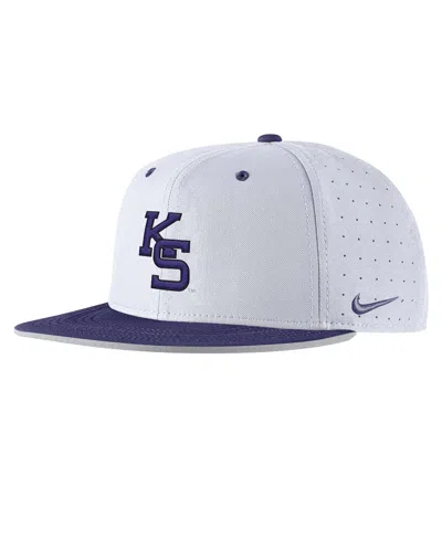 NIKE MEN'S WHITE KANSAS STATE WILDCATS ON-FIELD TRUE PERFORMANCE BASEBALL FITTED HAT