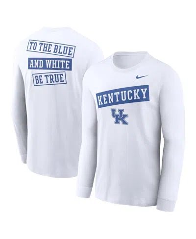 NIKE MEN'S WHITE KENTUCKY WILDCATS TWO-HIT CLASSIC LOCATION LONG SLEEVE T-SHIRT