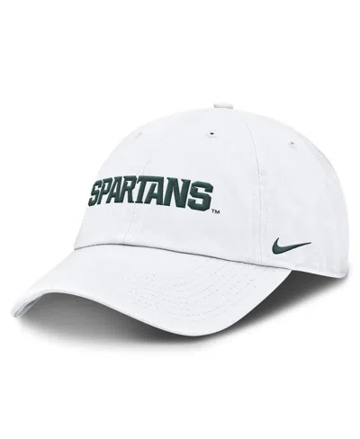 NIKE MEN'S WHITE MICHIGAN STATE SPARTANS CORE CLUB MASCOT WORDMARK ADJUSTABLE HAT