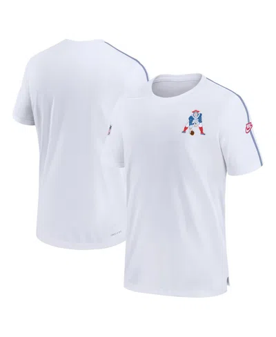 NIKE MEN'S WHITE NEW ENGLAND PATRIOTS SIDELINE ALTERNATE LOGO COACH PERFORMANCE TOP