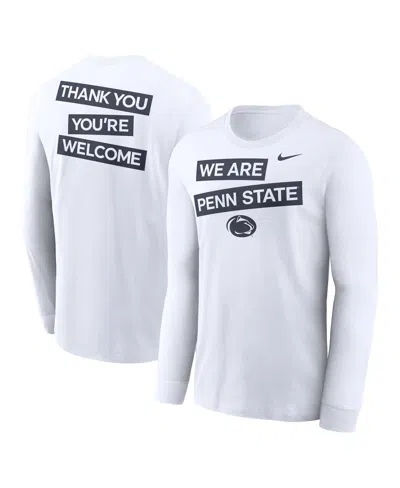 NIKE MEN'S WHITE PENN STATE NITTANY LIONS TWO-HIT CLASSIC LOCATION LONG SLEEVE T-SHIRT
