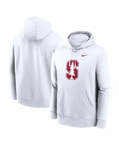 NIKE MEN'S WHITE STANFORD CARDINAL PRIMETIME EVERGREEN CLUB FLEECE PULLOVER HOODIE
