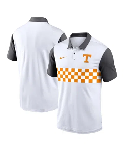 NIKE MEN'S WHITE TENNESSEE VOLUNTEERS CAMPUS PATTERN VAPOR PERFORMANCE POLO SHIRT