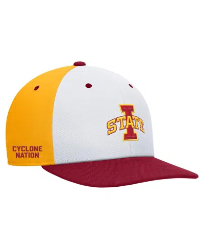 NIKE MEN'S WHITE/GOLD IOWA STATE CYCLONES PRO PERFORMANCE SNAPBACK HAT