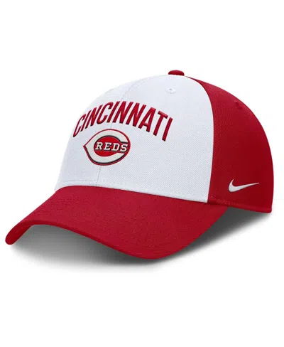 NIKE MEN'S WHITE/RED CINCINNATI REDS CLUB PERFORMANCE ADJUSTABLE HAT