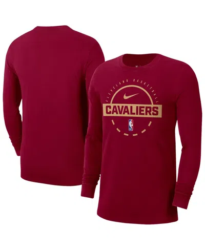 NIKE MEN'S WINE CLEVELAND CAVALIERS AUTHENTIC LONG SLEEVE PRACTICE T-SHIRT