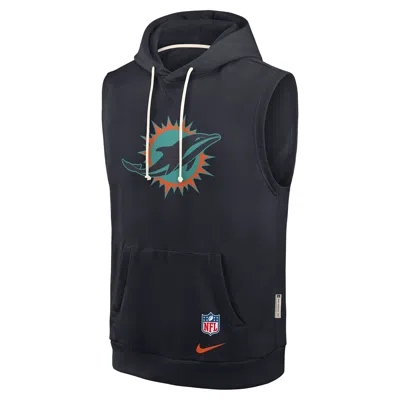 NIKE MIAMI DOLPHINS RIVALRIES COLLECTION SIDELINE  MEN'S DRI-FIT NFL SLEEVELESS PULLOVER HOODIE