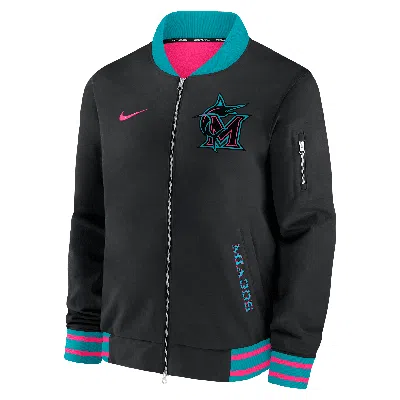 NIKE MIAMI MARLINS AUTHENTIC COLLECTION CITY CONNECT  MEN'S MLB FULL-ZIP BOMBER JACKET