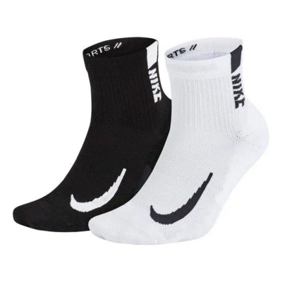 NIKE Nike Multiplier Running Ankle Socks (2 Pair) White/Black