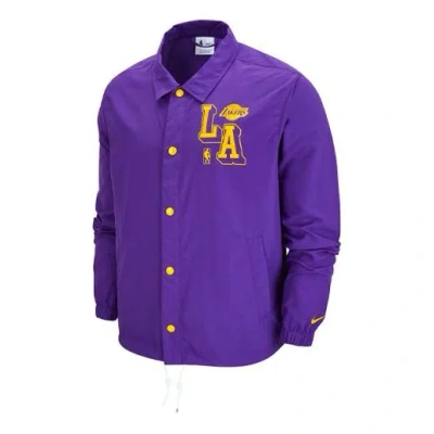 NIKE Nike NBA Courtside Los Angeles Lakers Alphabet Logo Printing Coach Jacket Purple
