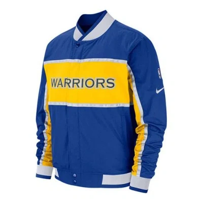 NIKE Nike NBA Golden State Warriors Basketball Sports Colorblock Jacket Blue