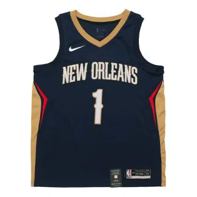 NIKE Nike NBA Zion Williamson Basketball Sports Jersey SW Fan Edition New Orleans Pelicans 1 Navy Blue Da