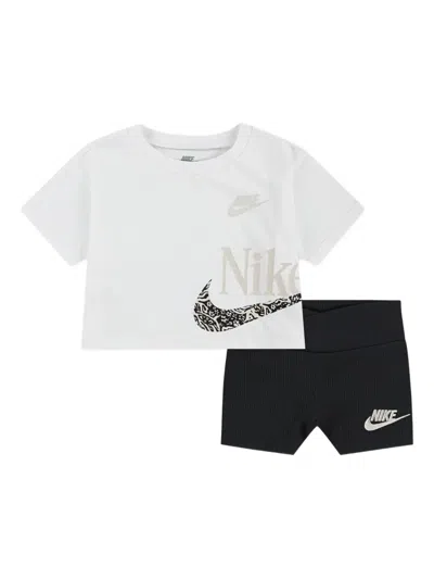 NIKE PRINTED-LOGO RIBBED SHORTS SET