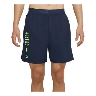 NIKE Nike Pro Dri-FIT Flex Vent Max Alphabet Printing Training Sports Shorts Obsidian Color Black
