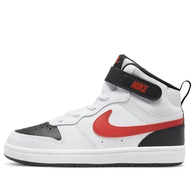 NIKE (PS) Nike Court Borough Mid 2Velcro 'White Black University Red'