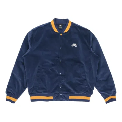 NIKE Nike SB Skateboard corduroy Skateboard Sports Logo Jacket Navy Blue Dark