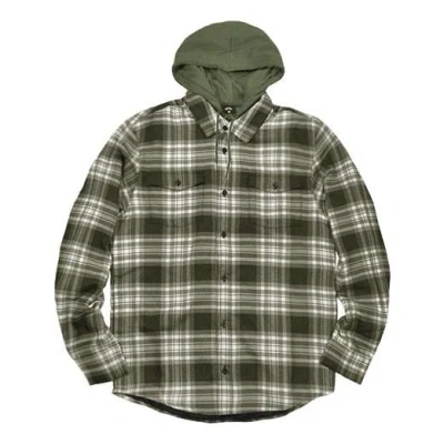 NIKE Nike SB Skateboard flannel Skateboard Plaid Contrasting Colors Hooded Jacket Olive Green