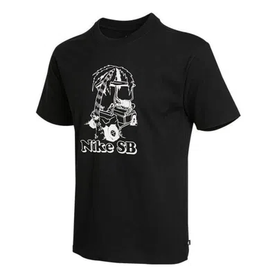 NIKE Nike SB Skateboard Sports Printing Loose Knit Short Sleeve 'Black'