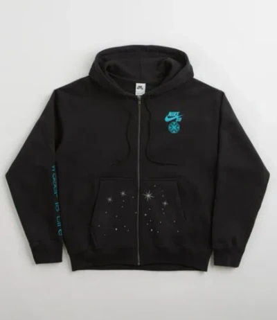 NIKE NIKE SB X DI'ORR GREENWOOD FLEECE ZIP UP BLACK HOODIE, SIZE L FN2510-010