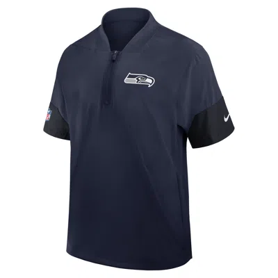 NIKE SEATTLE SEAHAWKS SIDELINE COACH  MEN'S NFL 1/2-ZIP SHORT-SLEEVE JACKET