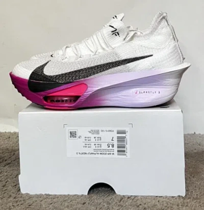 NIKE SIZE 8.5W- AIR ZOOM ALPHAFLY NEXT% 3 WHITE/BLACK-PURPLE AGATE FD8315-100