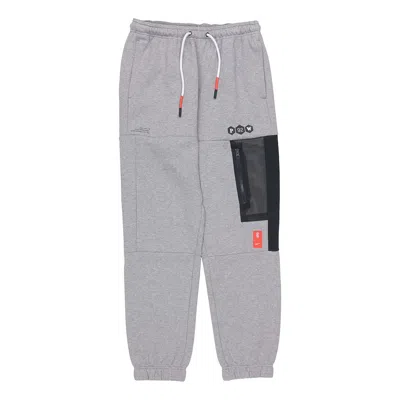 NIKE Nike Solid Color Casual Fleece Lined Sports Long Pants Gray