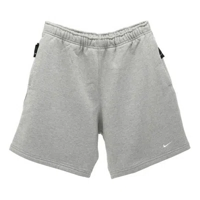 NIKE Nike Solid Color Logo Straight Loose Casual Shorts Unisex Gray