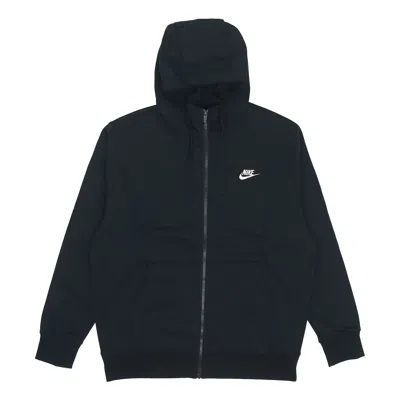 NIKE Nike Sportswear Club Fleece Embroidered Logo Solid Color hooded Zipper Black